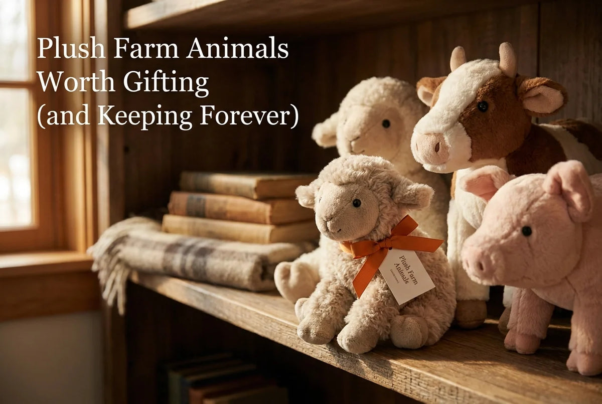 Professional header image for list-based article: Plush Farm Animals Worth Gifting (and Keeping Forever)