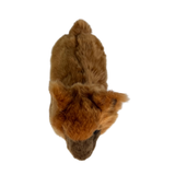 a charming brown plush toy alpaca in a lying position