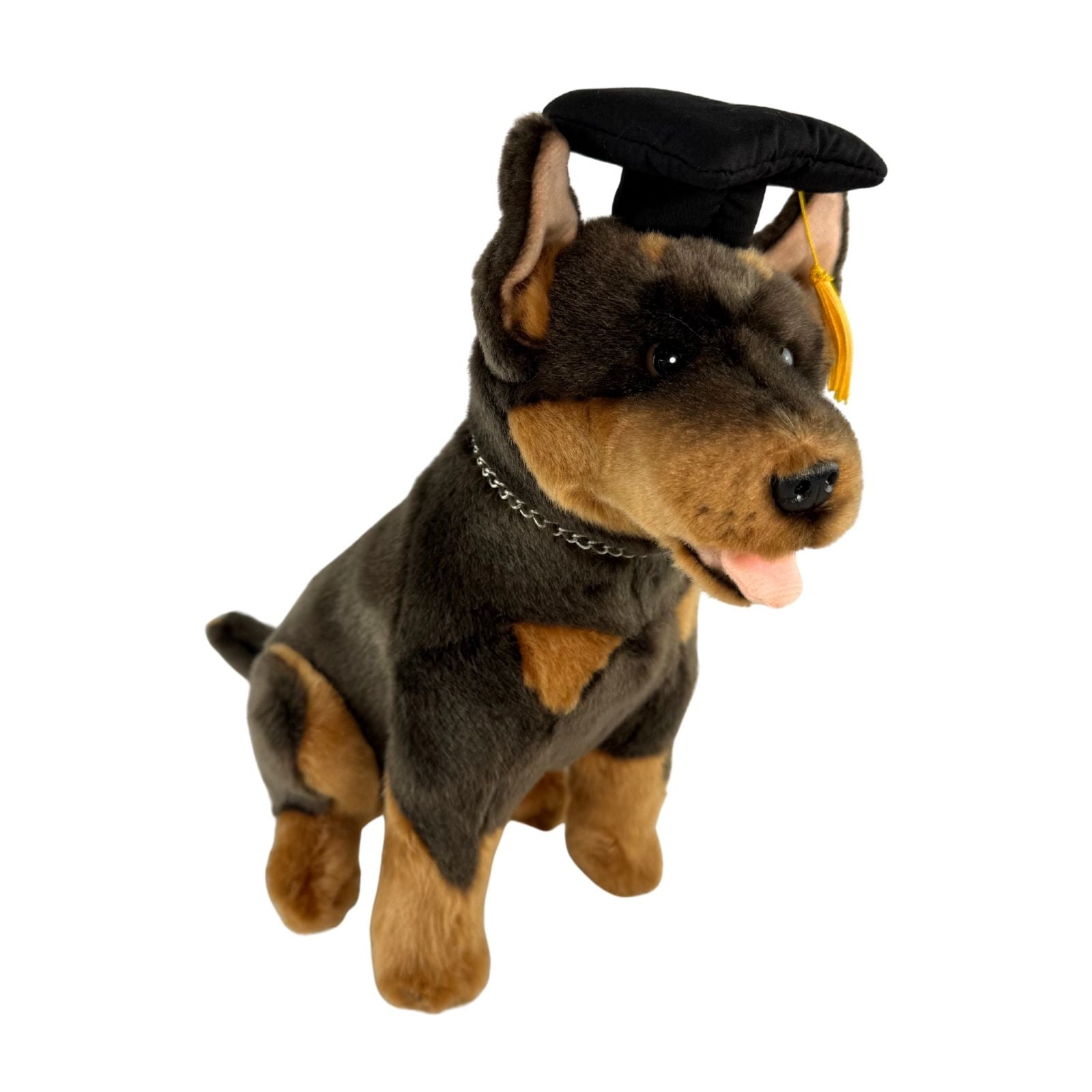 Basil Kelpie plush toy in graduation hat