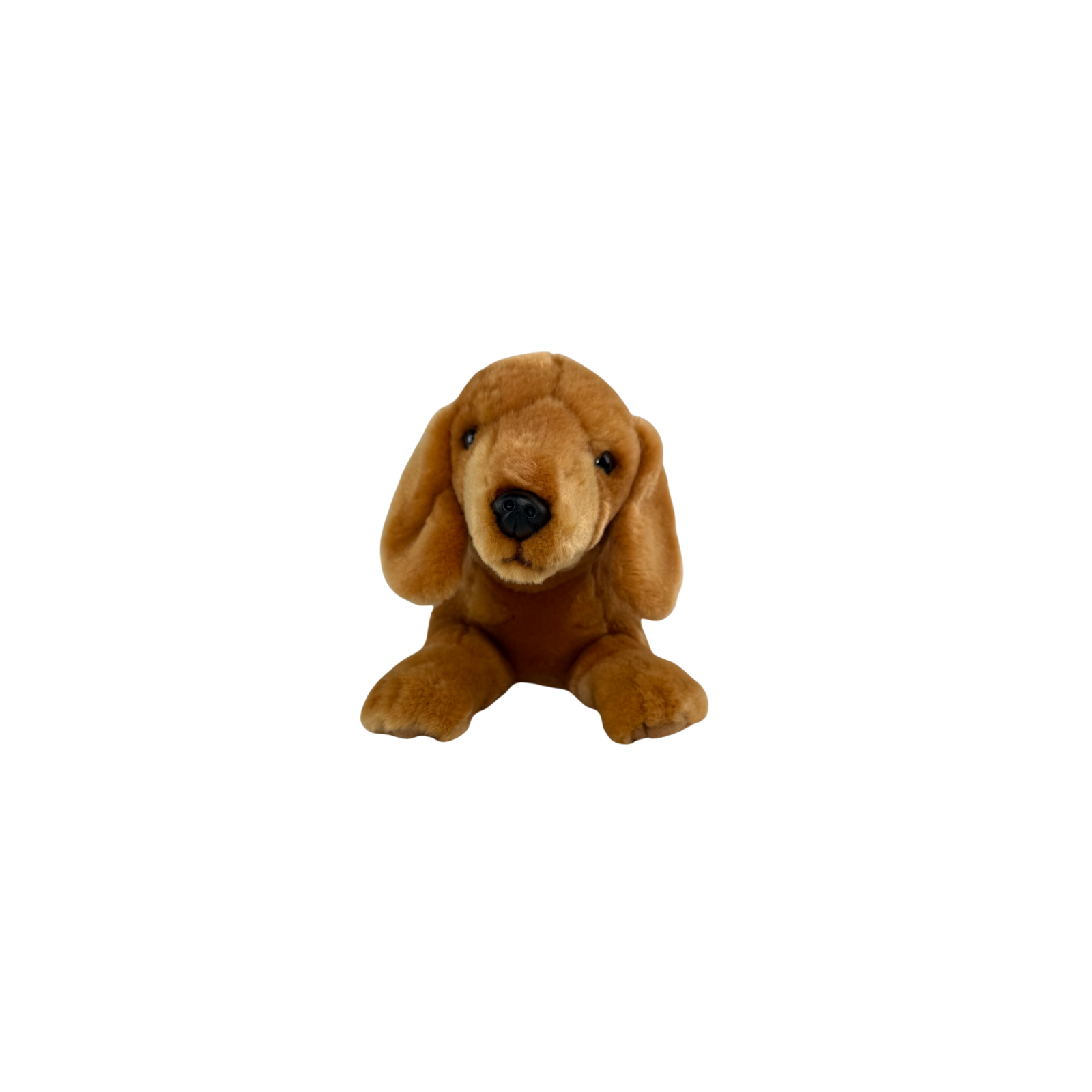 red or brown dachshund puppy plush toy
