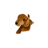 red or brown dachshund puppy plush toy