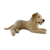 large plush Labrador soft toy in a lying position.