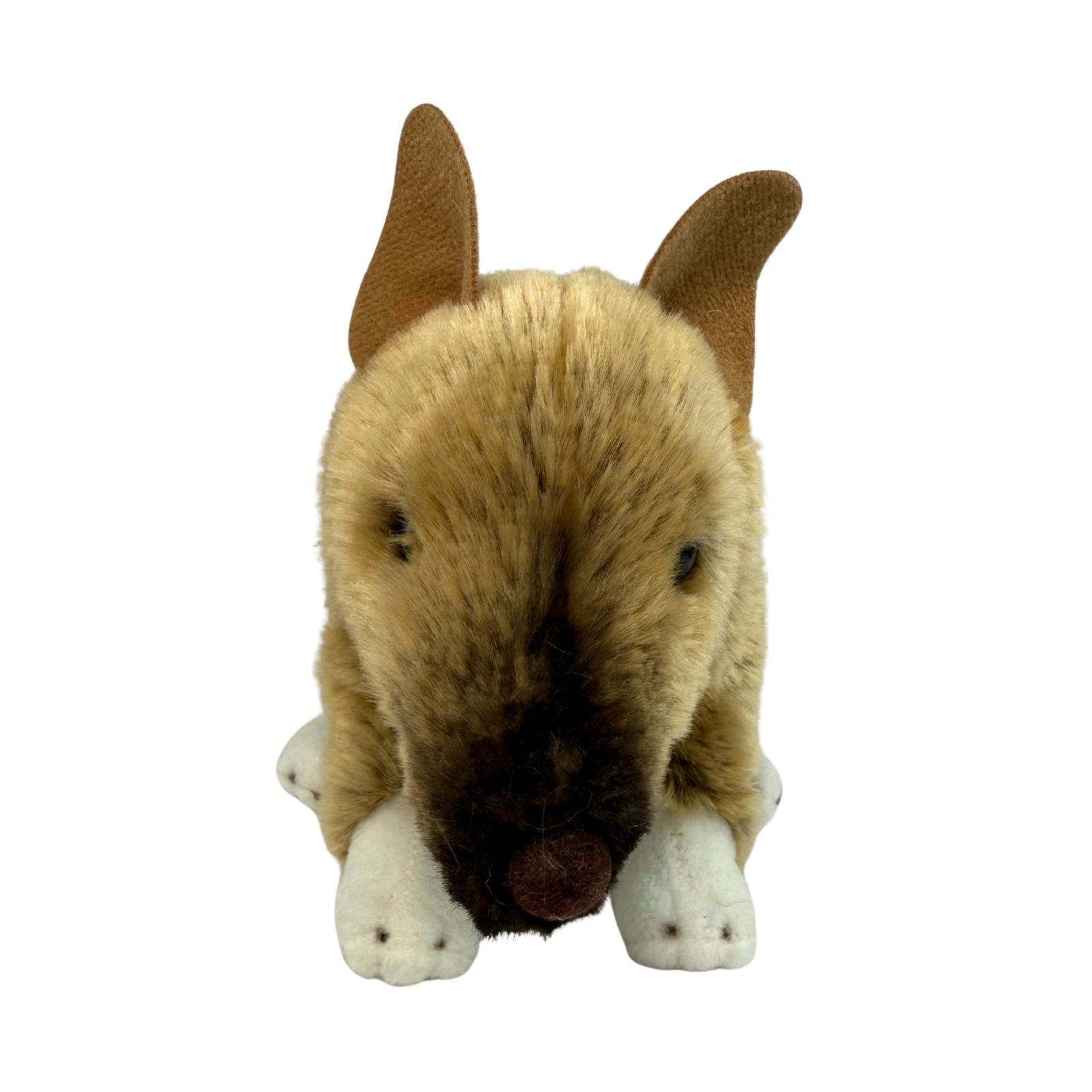 Plush toy resembling a bandicoot with brown and beige fur on a white background