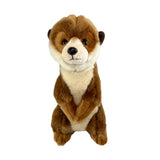 a realistic small-size stuffed Meerkat soft toy in a standing position.