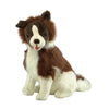 stuffed plush Border Collie dog in chaocolate and white colouring