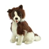 stuffed plush Border Collie dog in chaocolate and white colouring