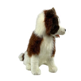 stuffed plush Border Collie dog in chaocolate and white colouring