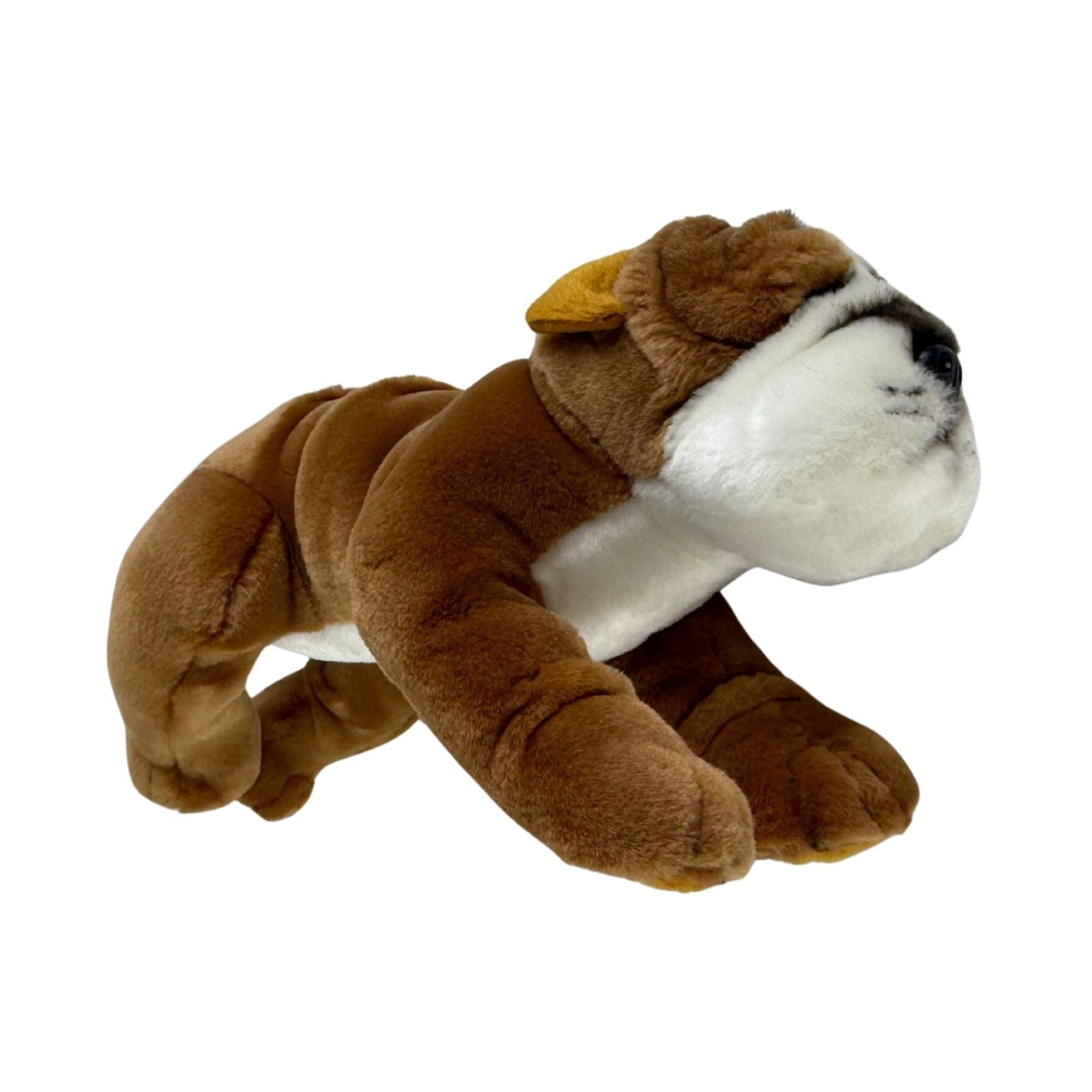 Bulldog puppy toy stuffed animal with his strong and wrinkled body.