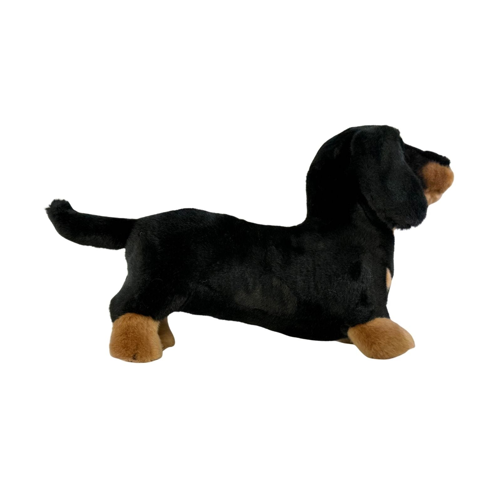 handcrafted plush black and tan Dachshund dog toy