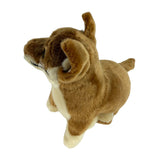 Plush dingo toy with brown and beige fur on a white background