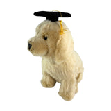 Side view of Chanel Golden Retriever in graduation hat