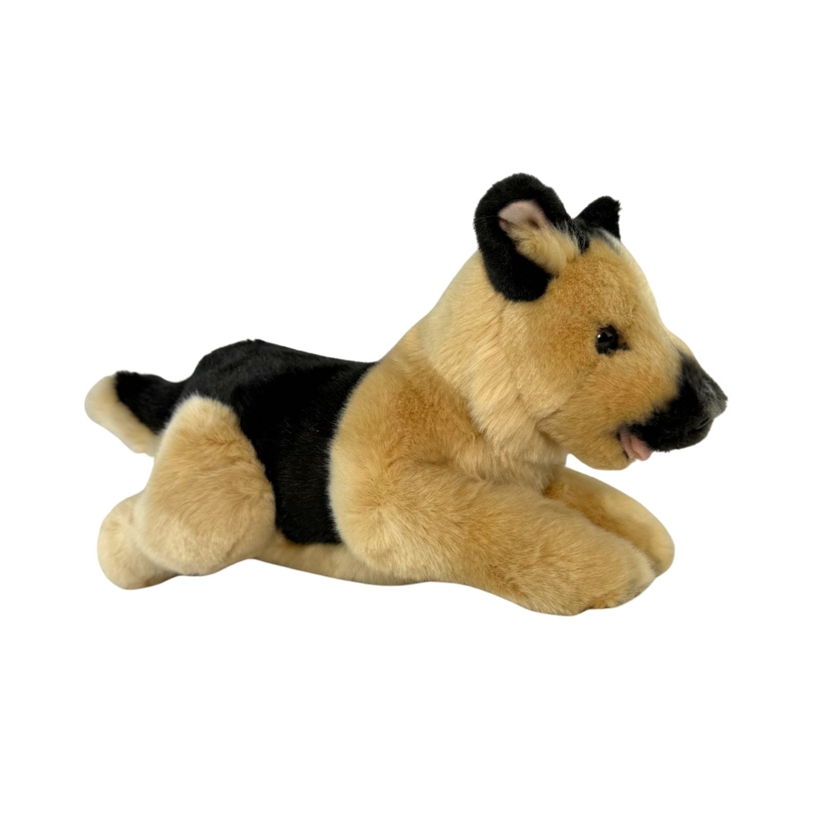 Side view of Chief German Shepherd realistic plush toy