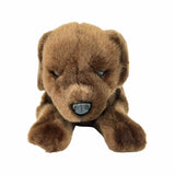 Front close-up of Coco realistic Labrador Puppy plush toy