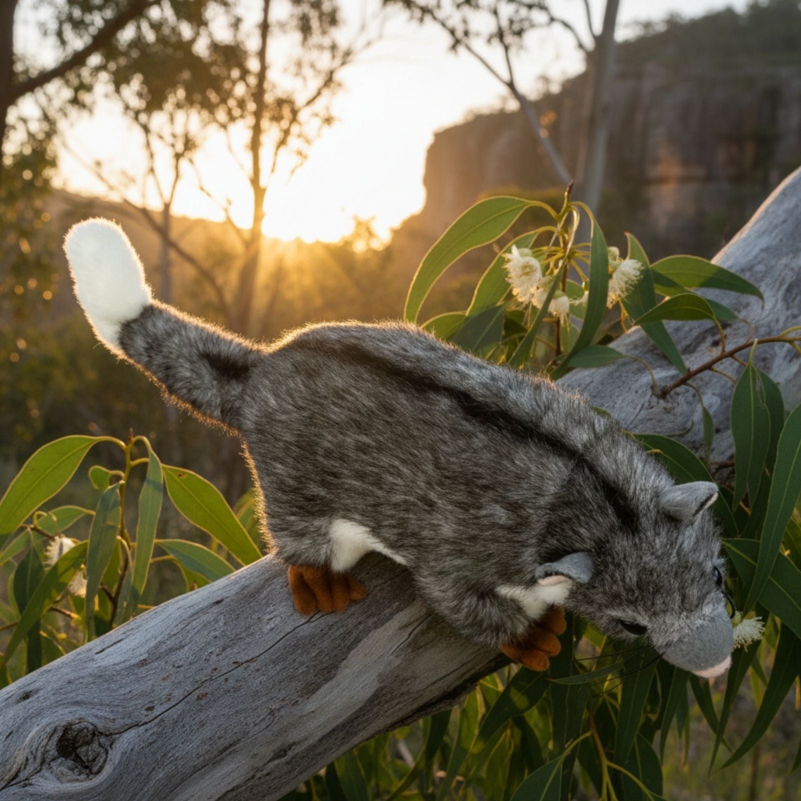 Ringtail Possum a friendly and realistic super cuddly soft toy in a tree