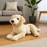 Daisy cream Labrador plush toy dog on living room floor