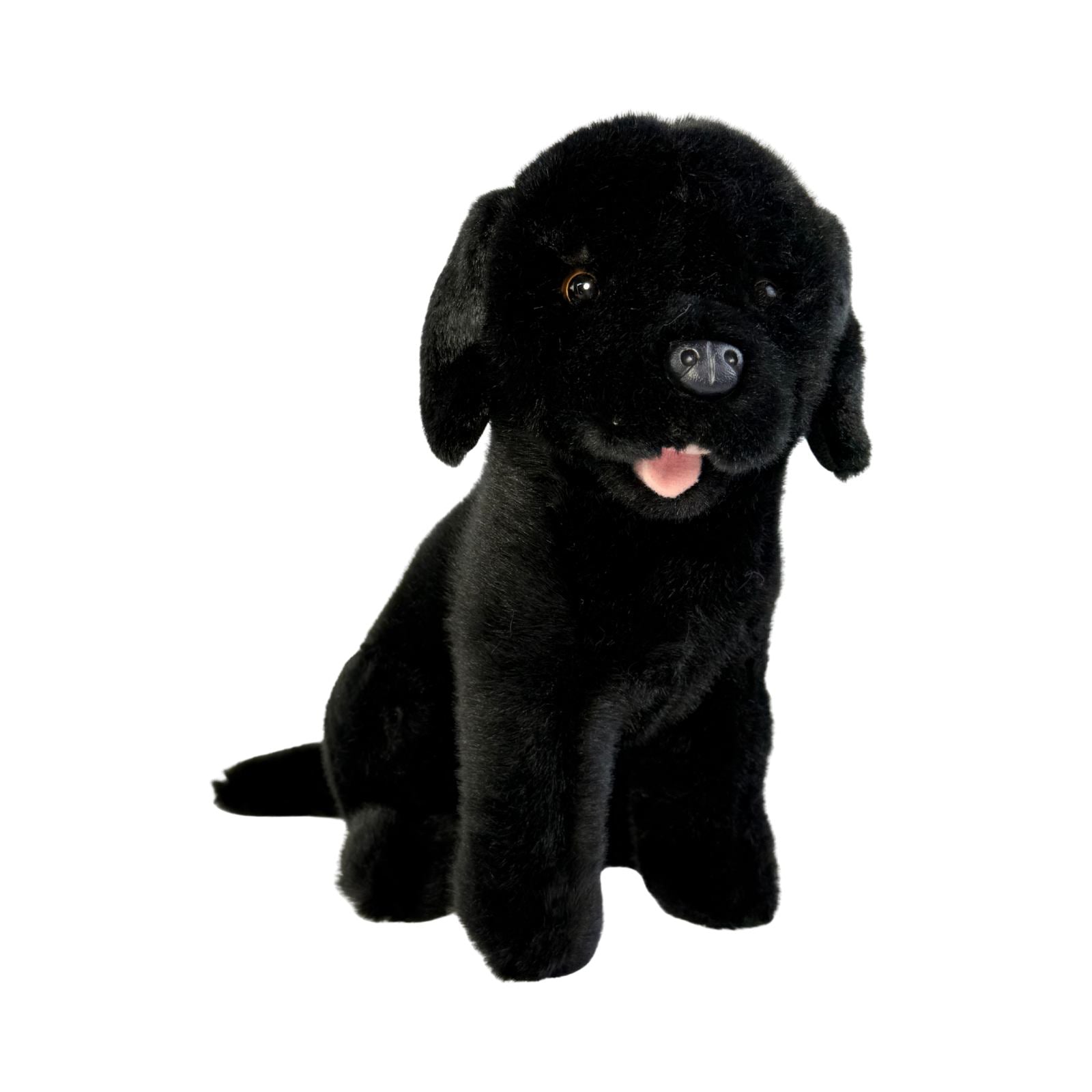 Darth black Labrador plush toy dog sitting front view