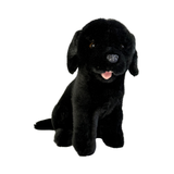 Darth black Labrador plush toy dog sitting front view