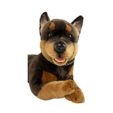 Denver dark brown Kelpie plush toy dog close-up view
