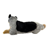Cattle dog pocket plush toy lying down view