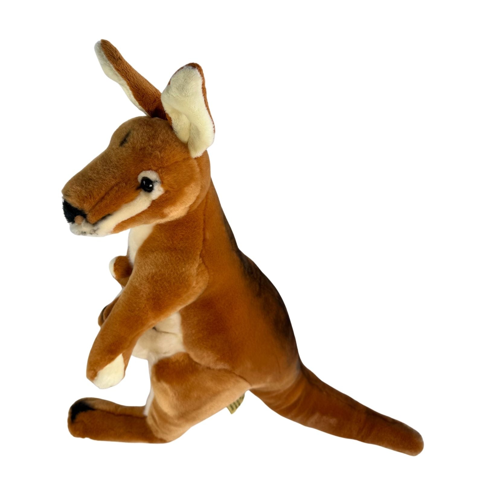 Plush kangaroo toy on a white background