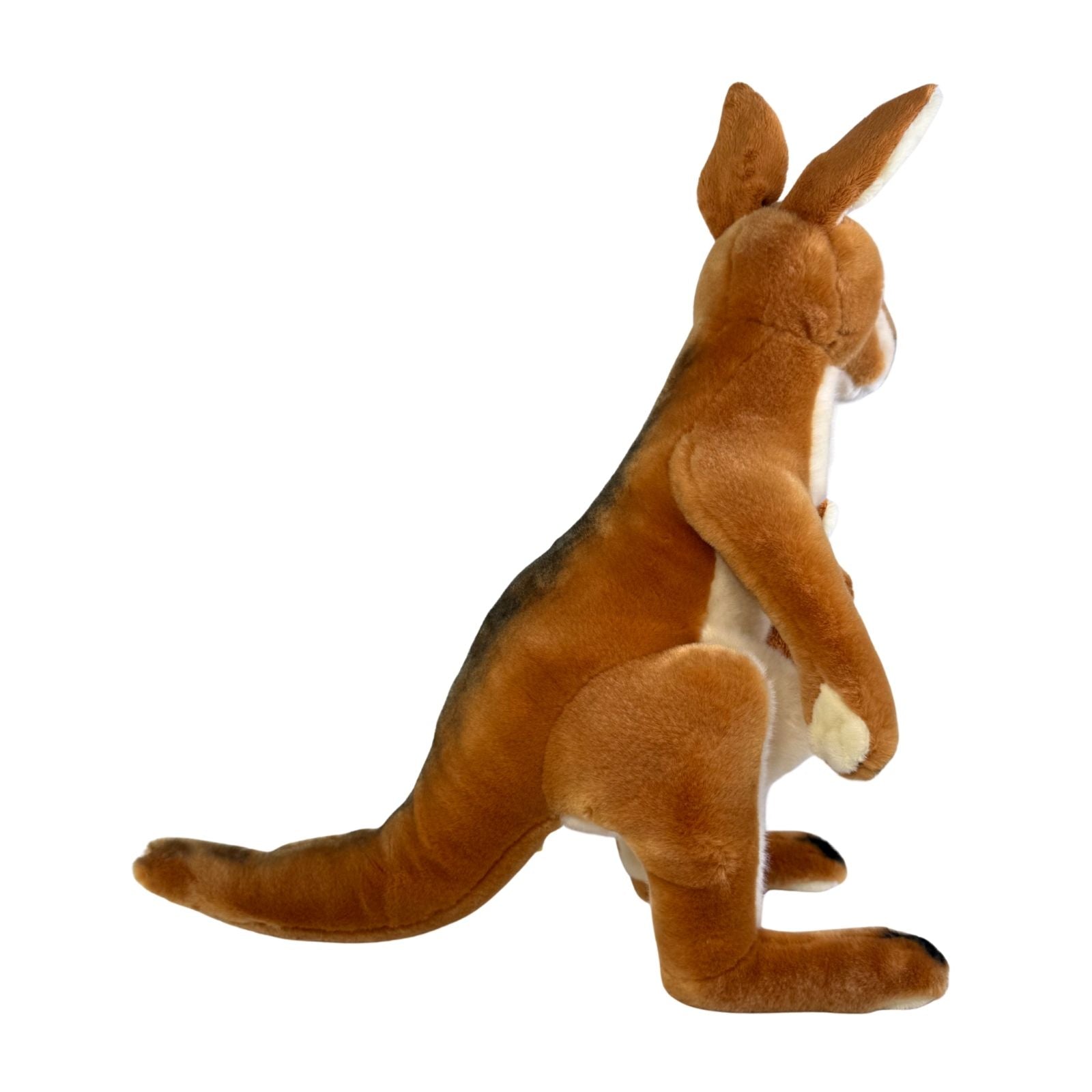 Plush kangaroo toy on a white background