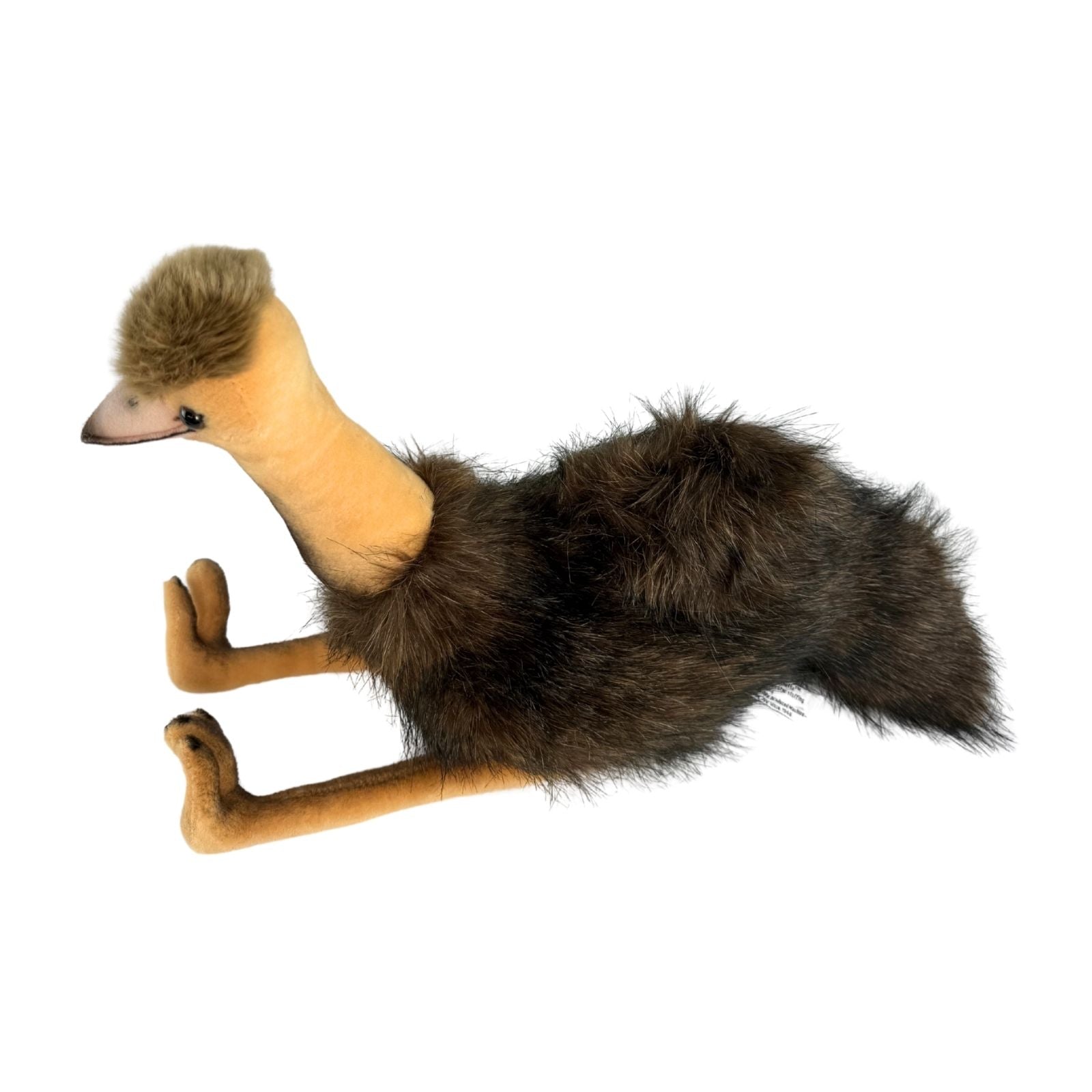 Plush toy emu on a white background