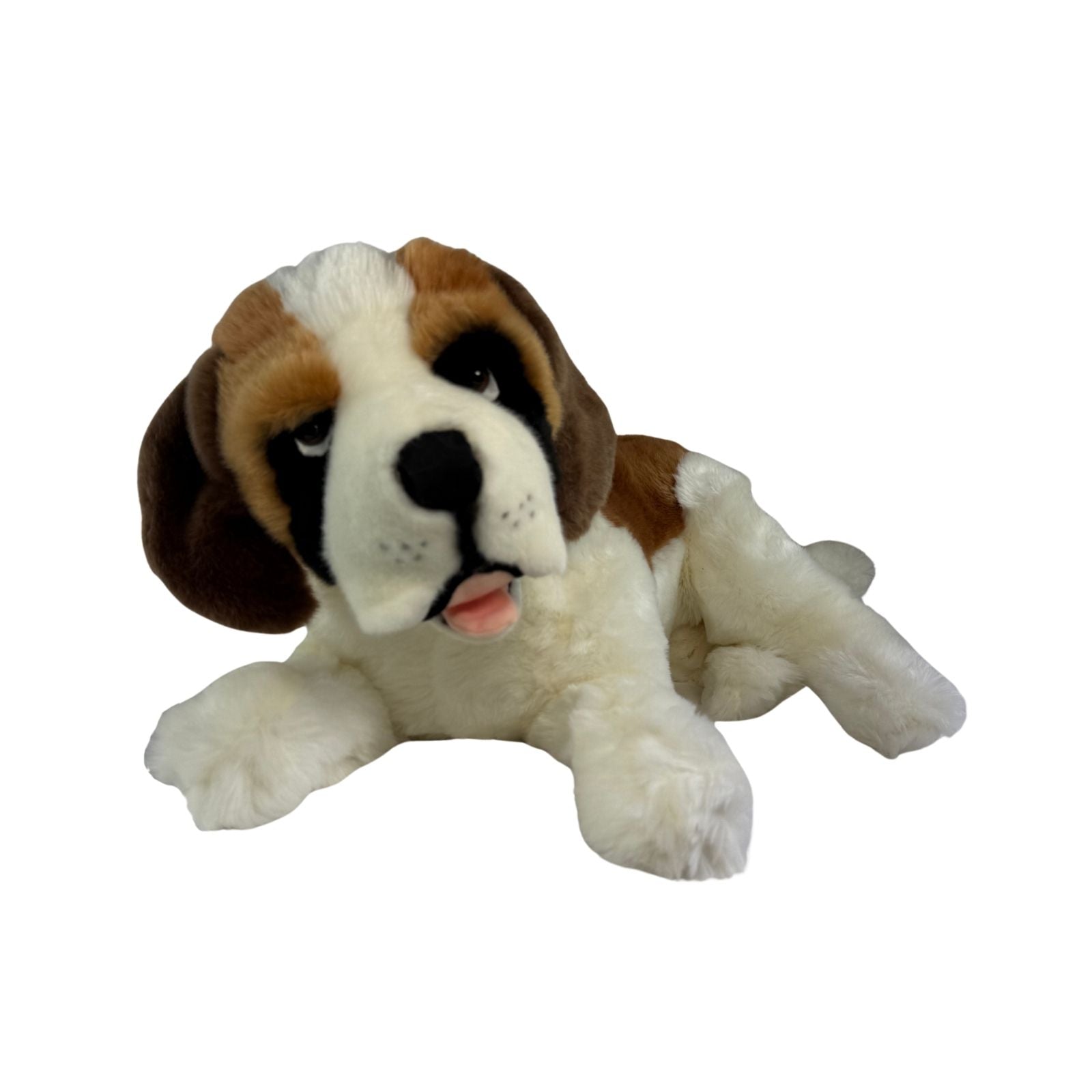 Front view of lying St. Bernard plush toy
