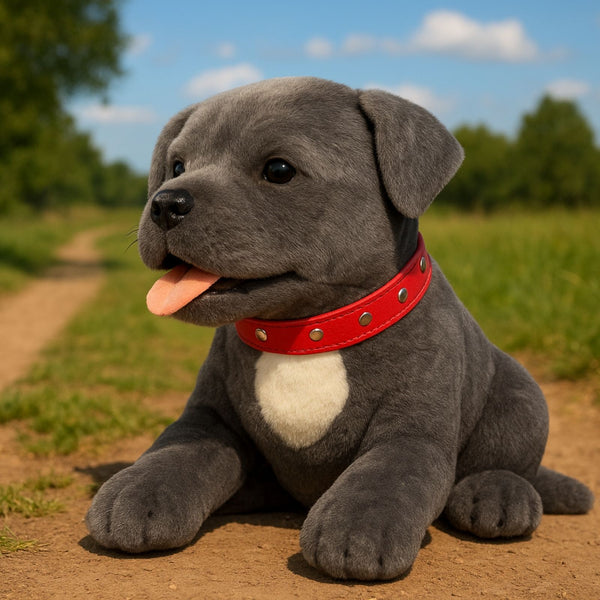 Flint - Staffy - 35cm lying, grey