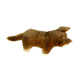 Brown plush toy resembling a dingo on a white background