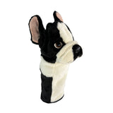 French Bulldog plush golf club headcover side profile.