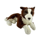 Lying chocolate Border Collie plush toy