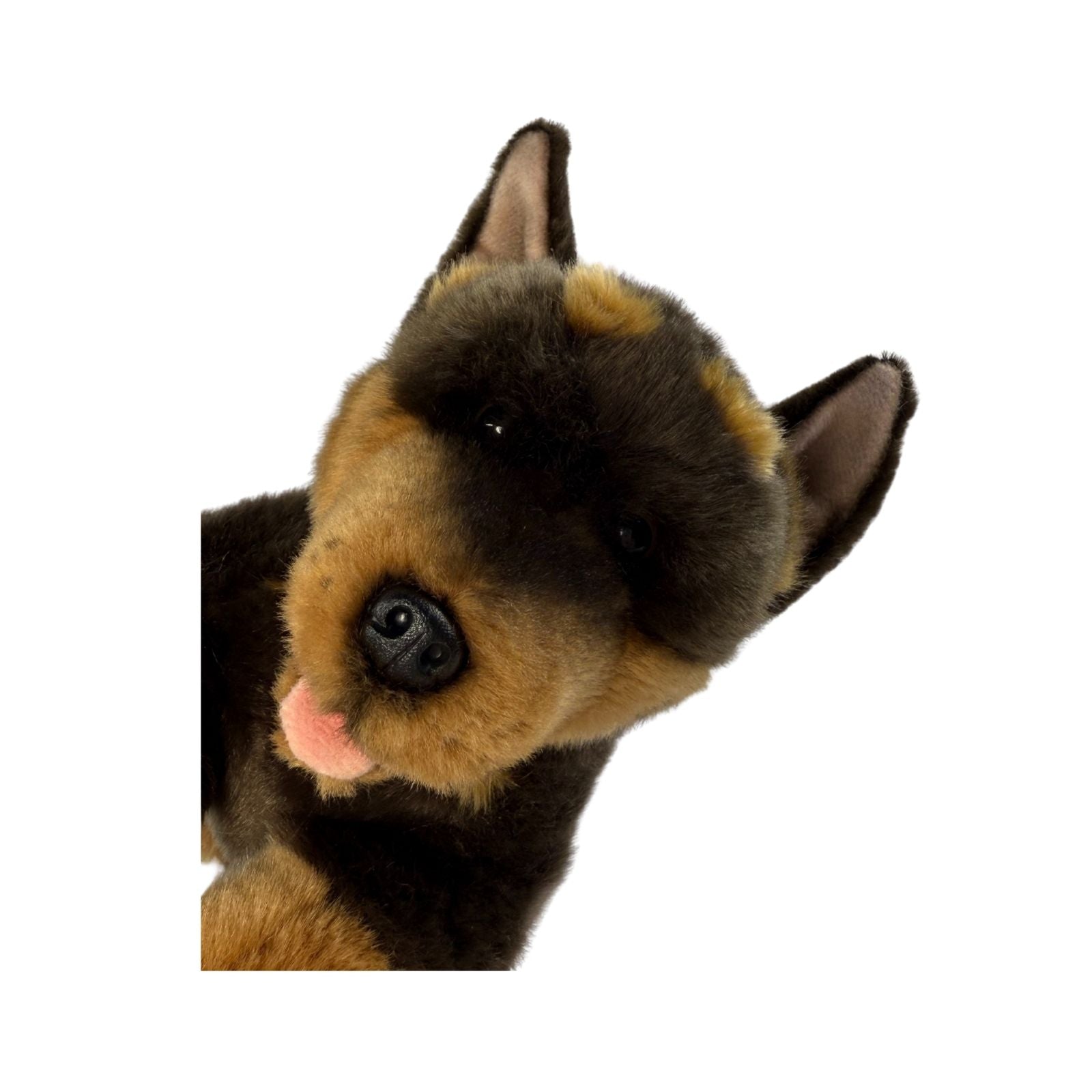 Close up face of Kelpie plush dog toy