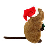 Holly Edward quokka plush with mistletoe and hat side view