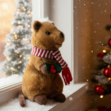 Holly Edward quokka plush with mistletoe and hat on Christmas