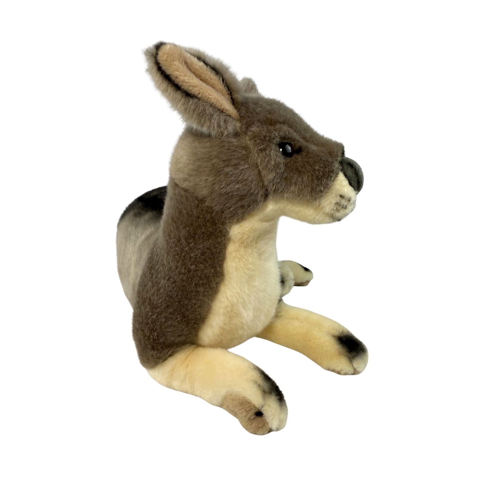 Plush kangaroo toy on a white background