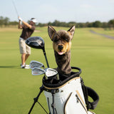 Brown Kelpie golf cover plush on a golf