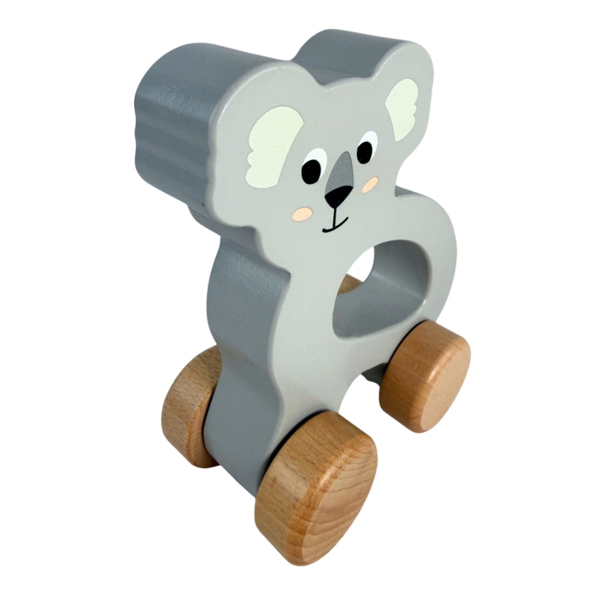 Gray koala wooden push car