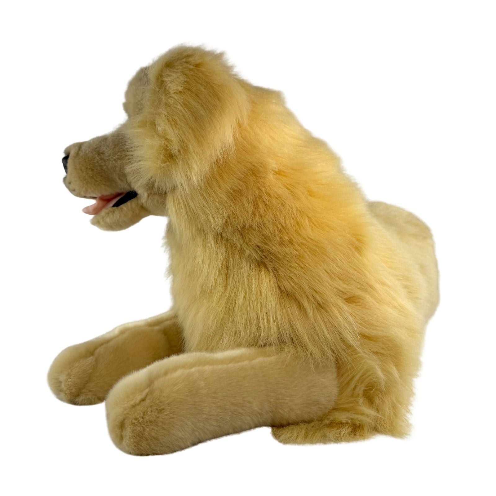 Lying Luna Golden Retriever plush with satin pocket