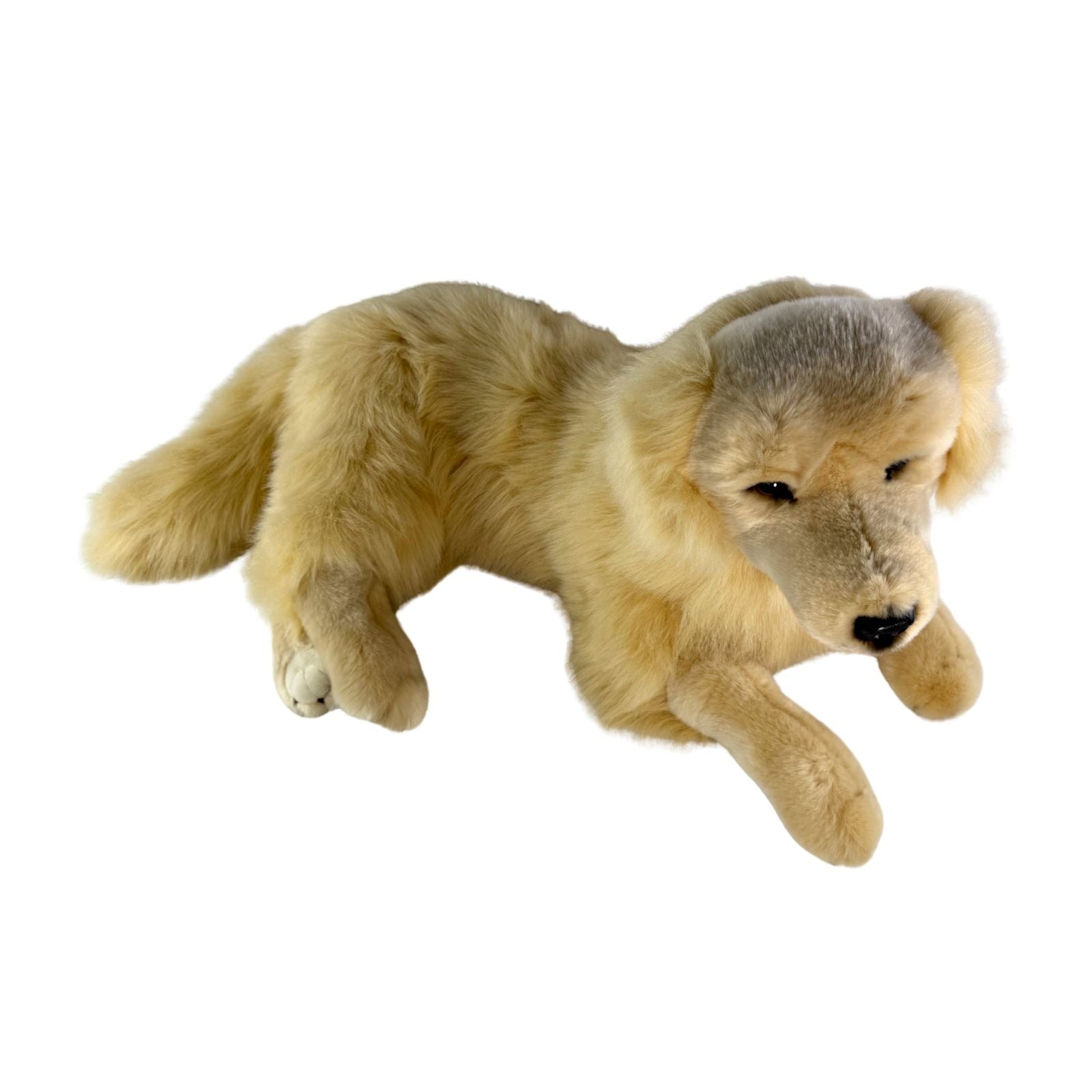 Luna Golden Retriever plush with satin pocket lying