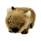 Plush toy of a brown Wombat animal with a white background