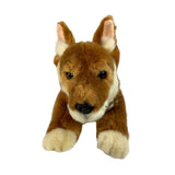 Plush toy resembling a dingo on a white background