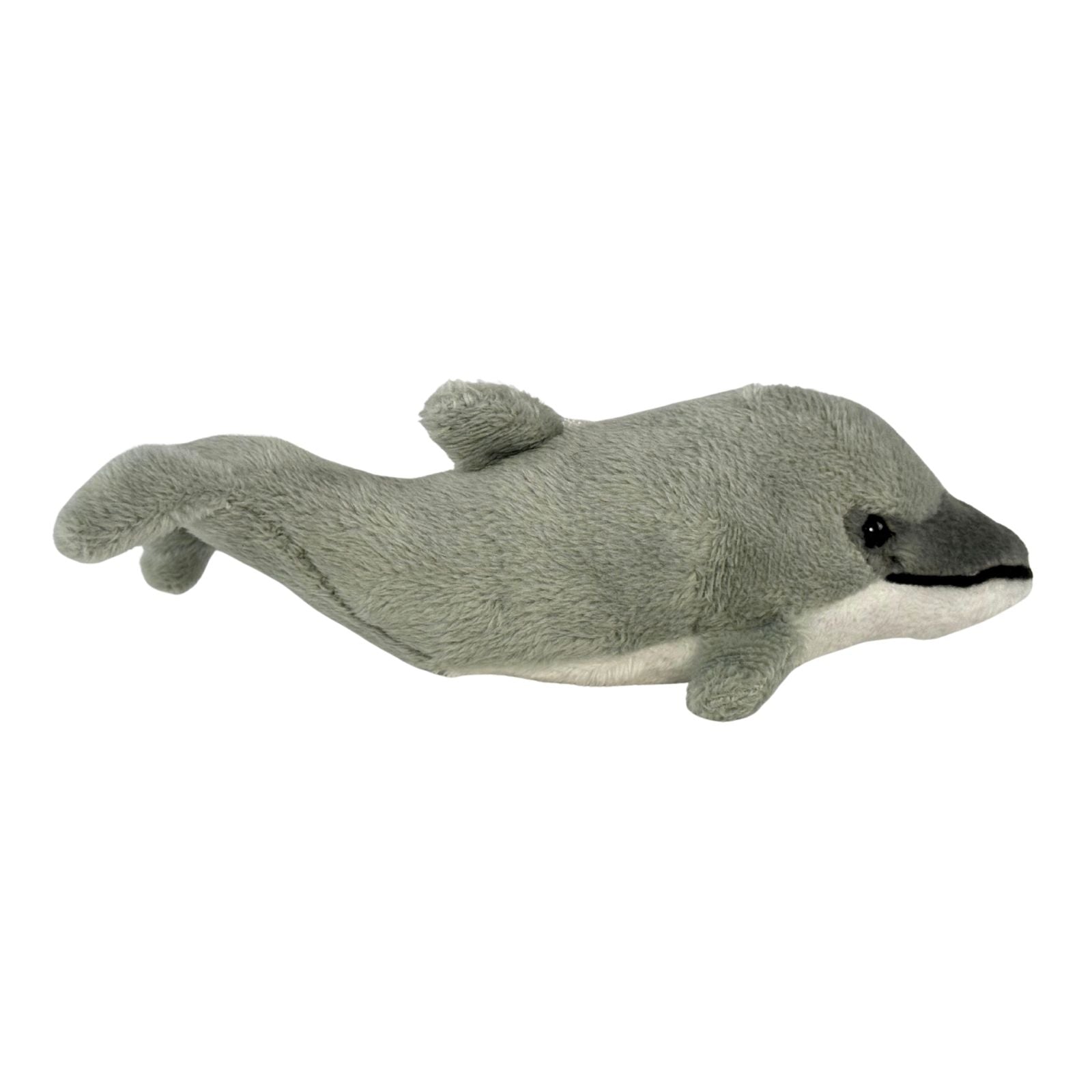 Mini dolphin plush toy side view