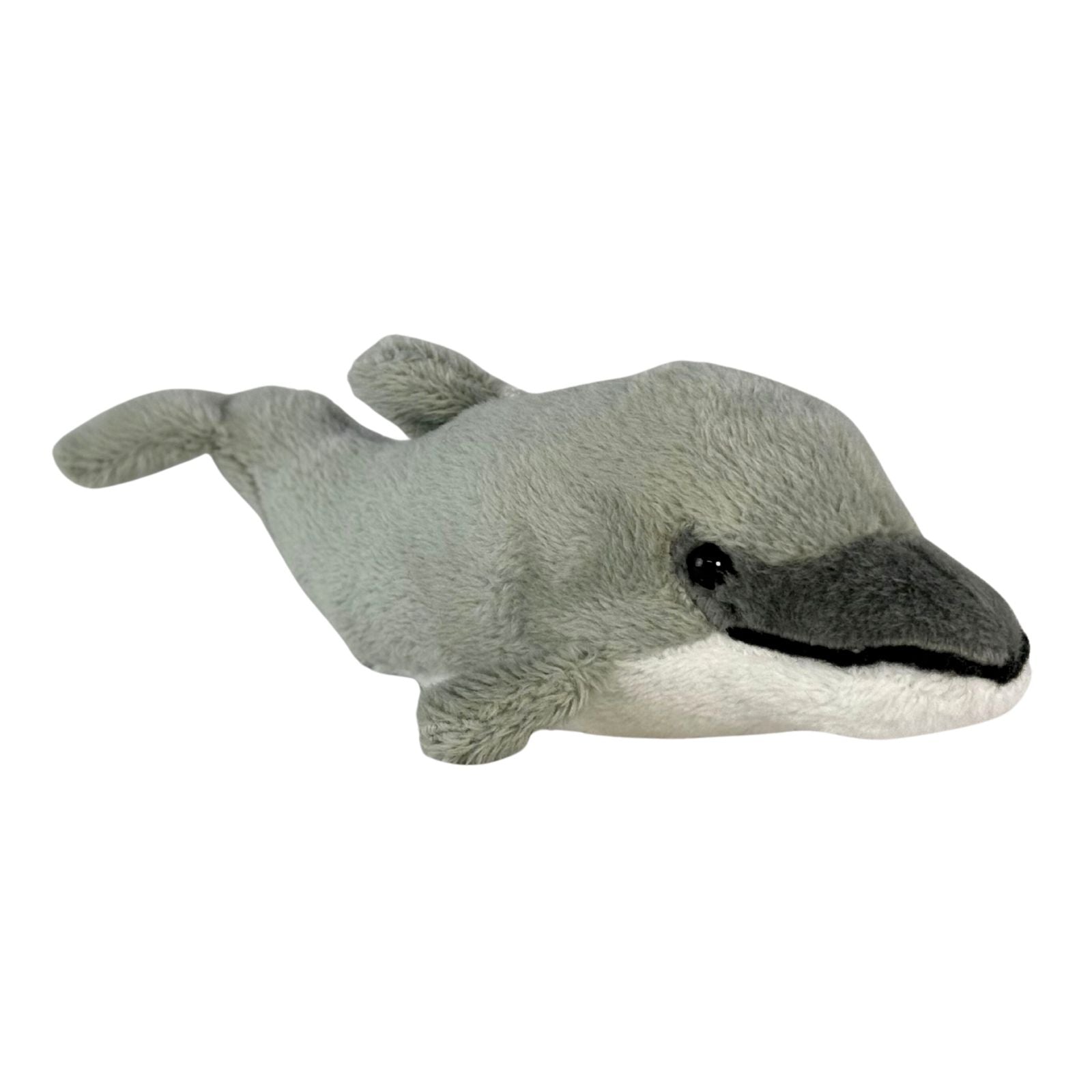 Mini dolphin plush toy angle view