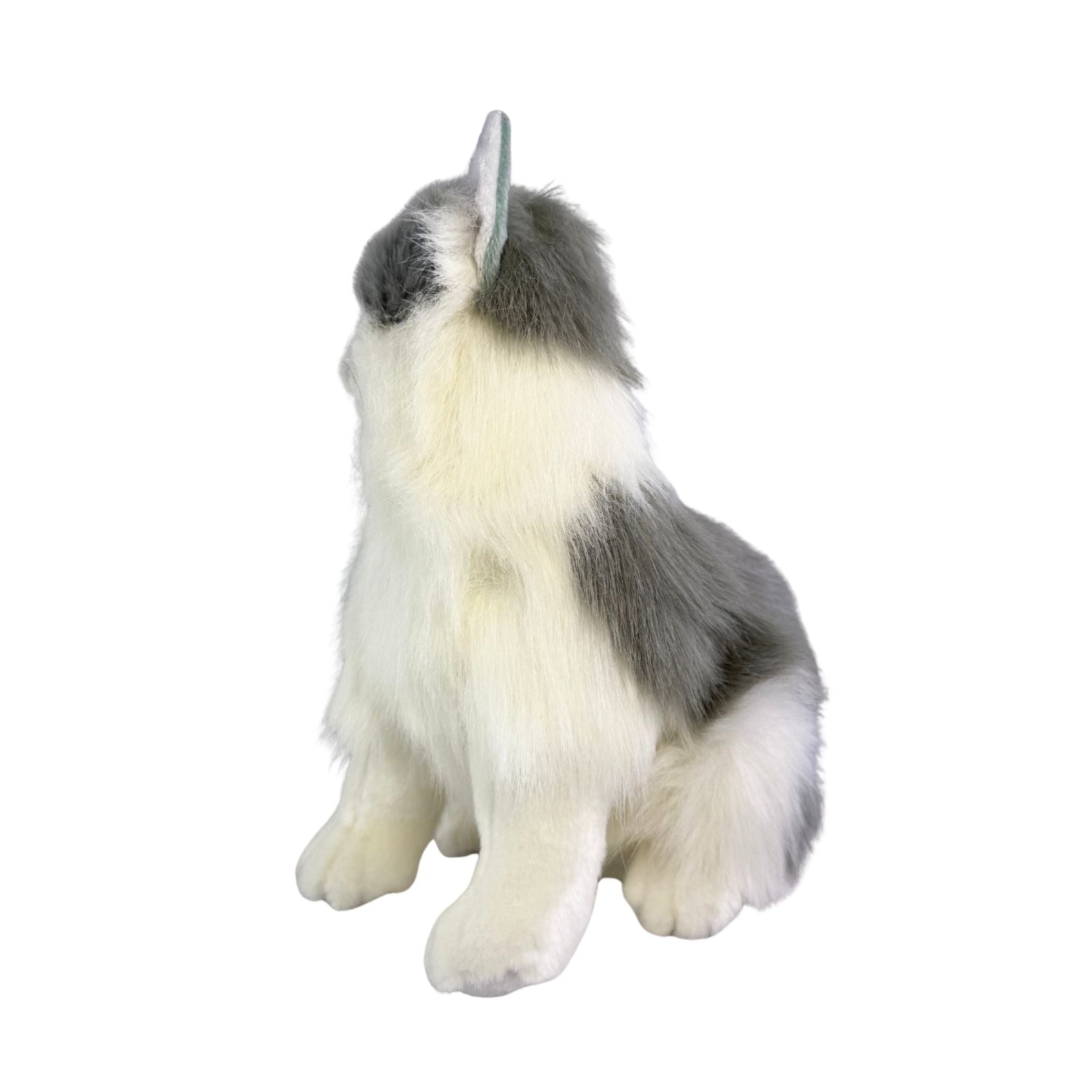 Missy Norwegian Grey cat plush sitting side view