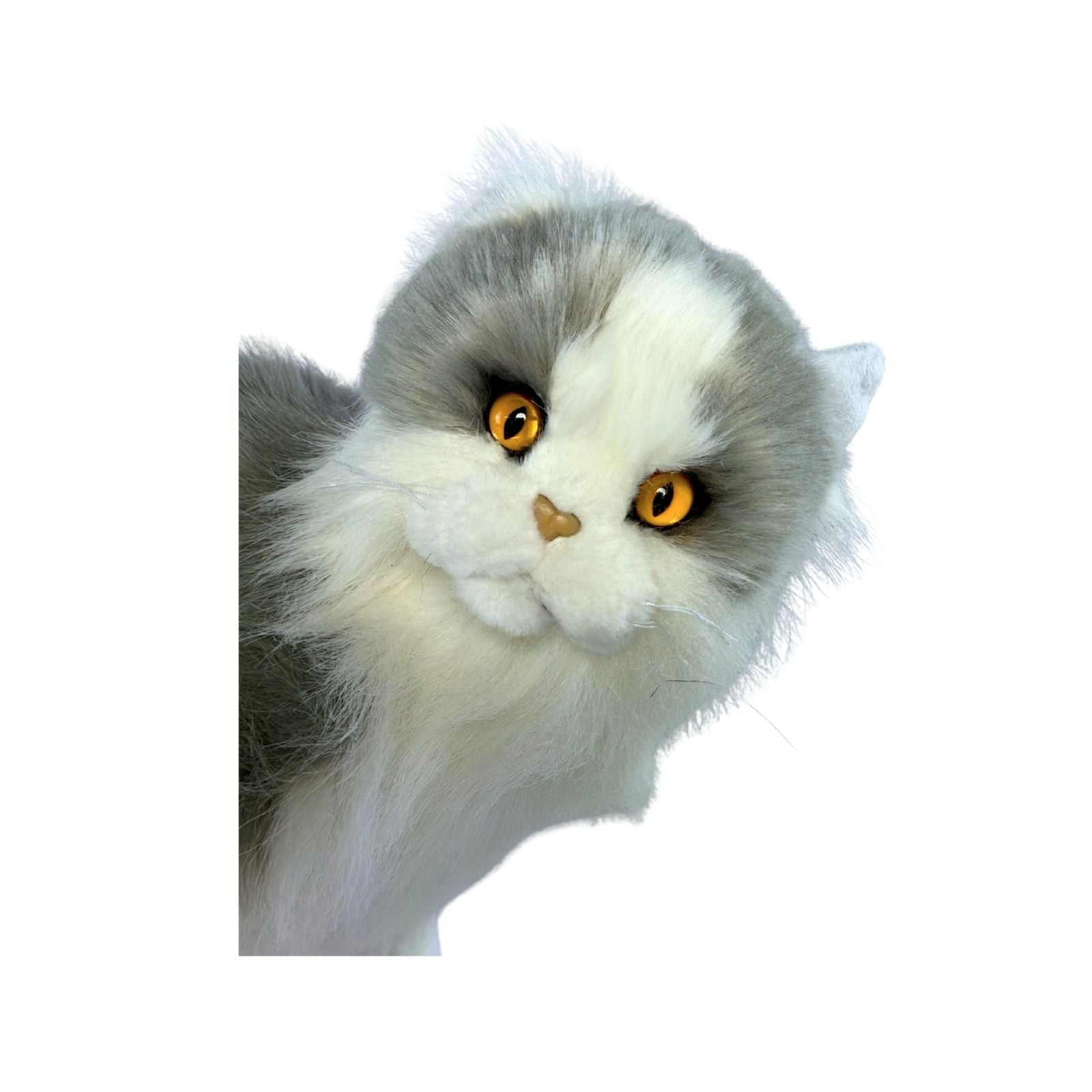 Missy Norwegian Grey cat plush close up face
