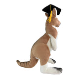 Monty kangaroo plush wearing graduation hat view