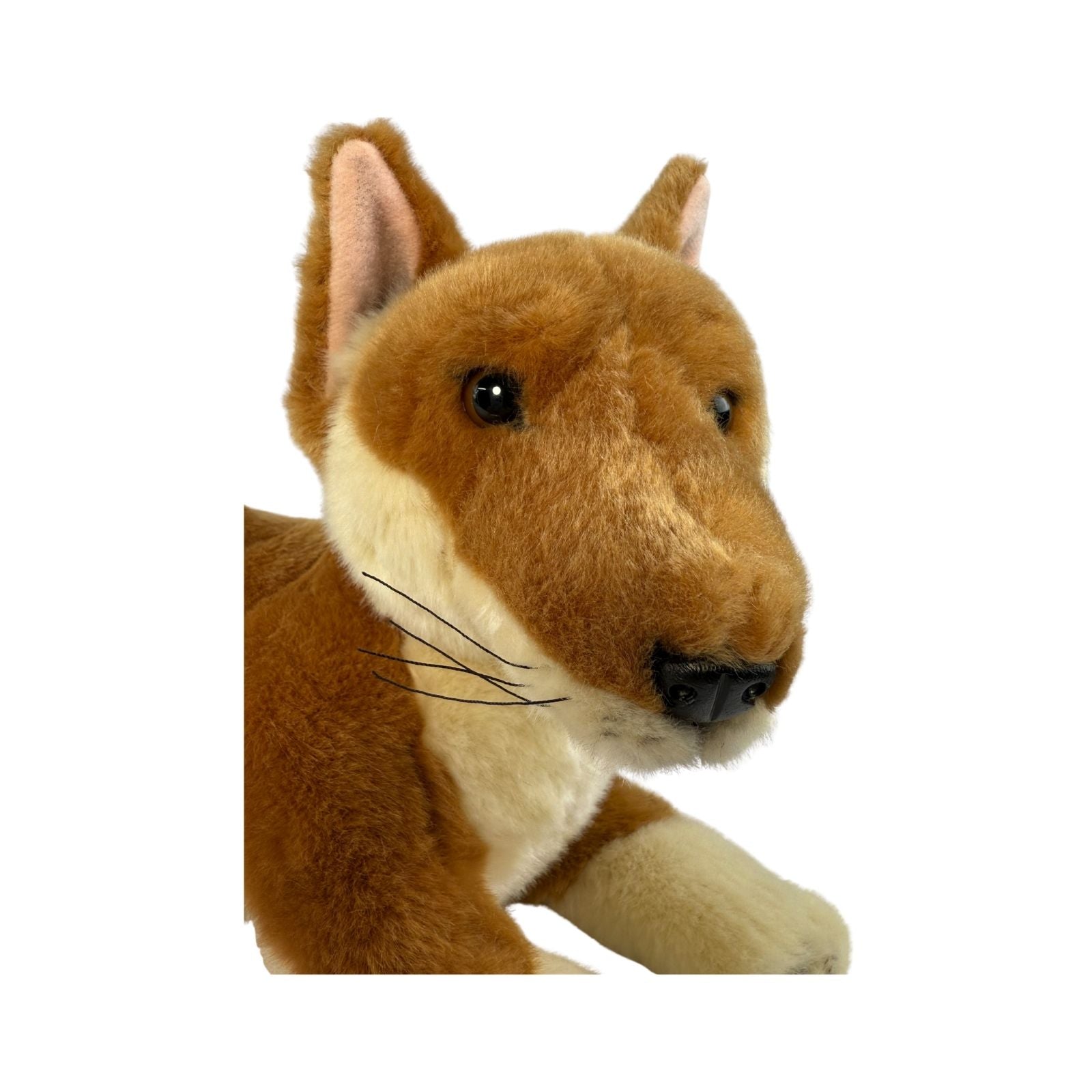 Plush toy dingo a brown and white animal on a white background