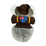 Sitting Jack koala plush with swag and hat top view