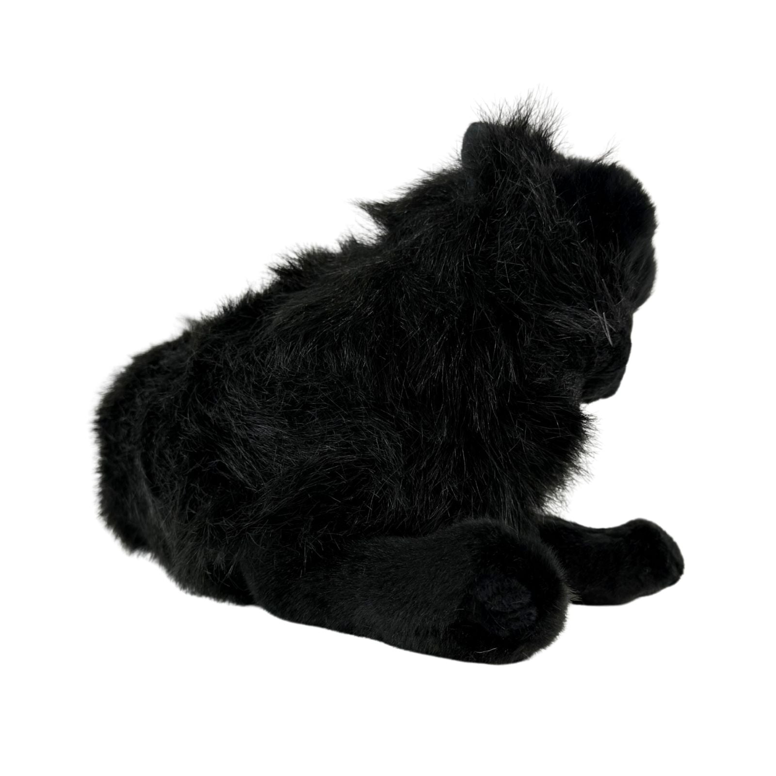 Onyx black Persian cat plush lying