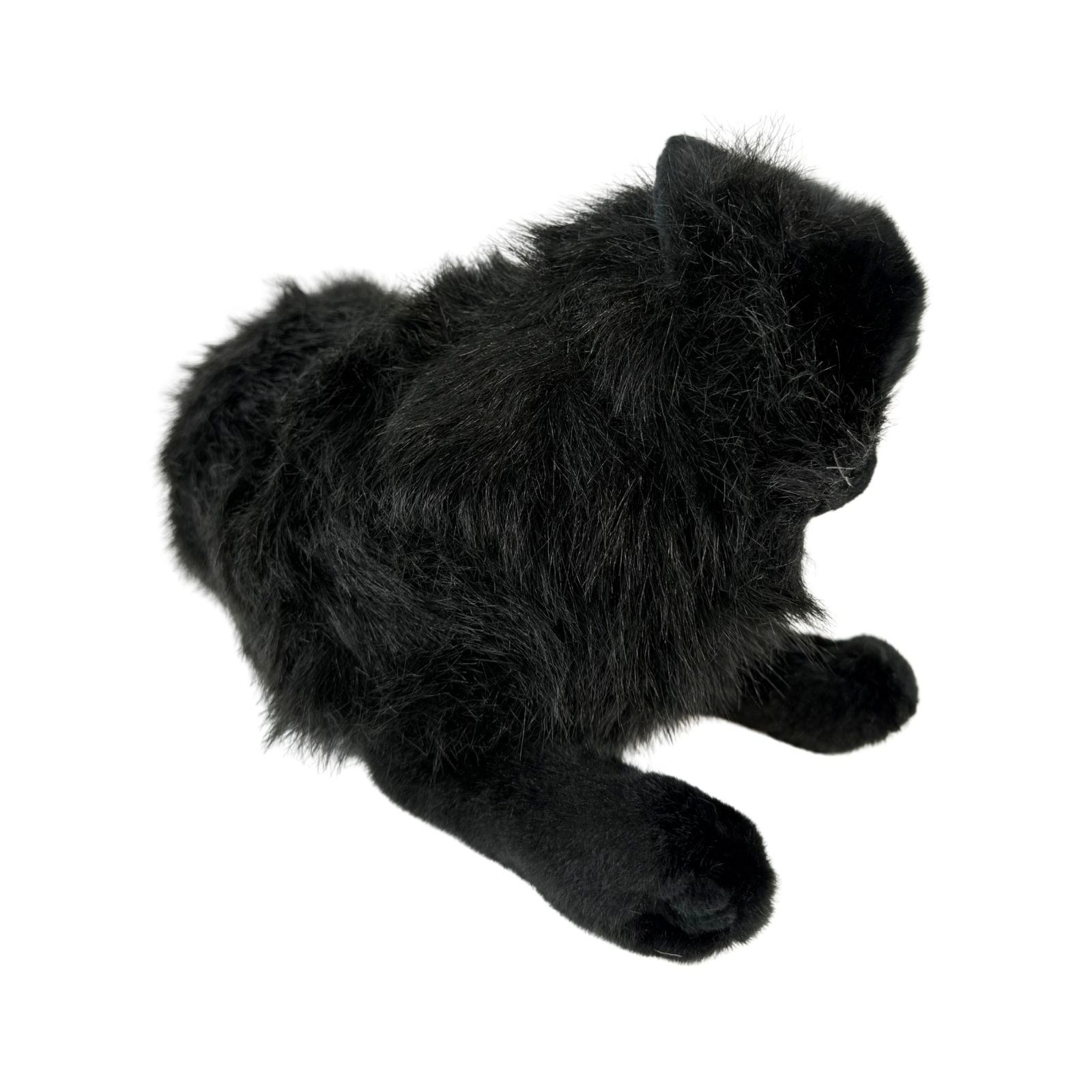 Onyx black Persian cat plush lying